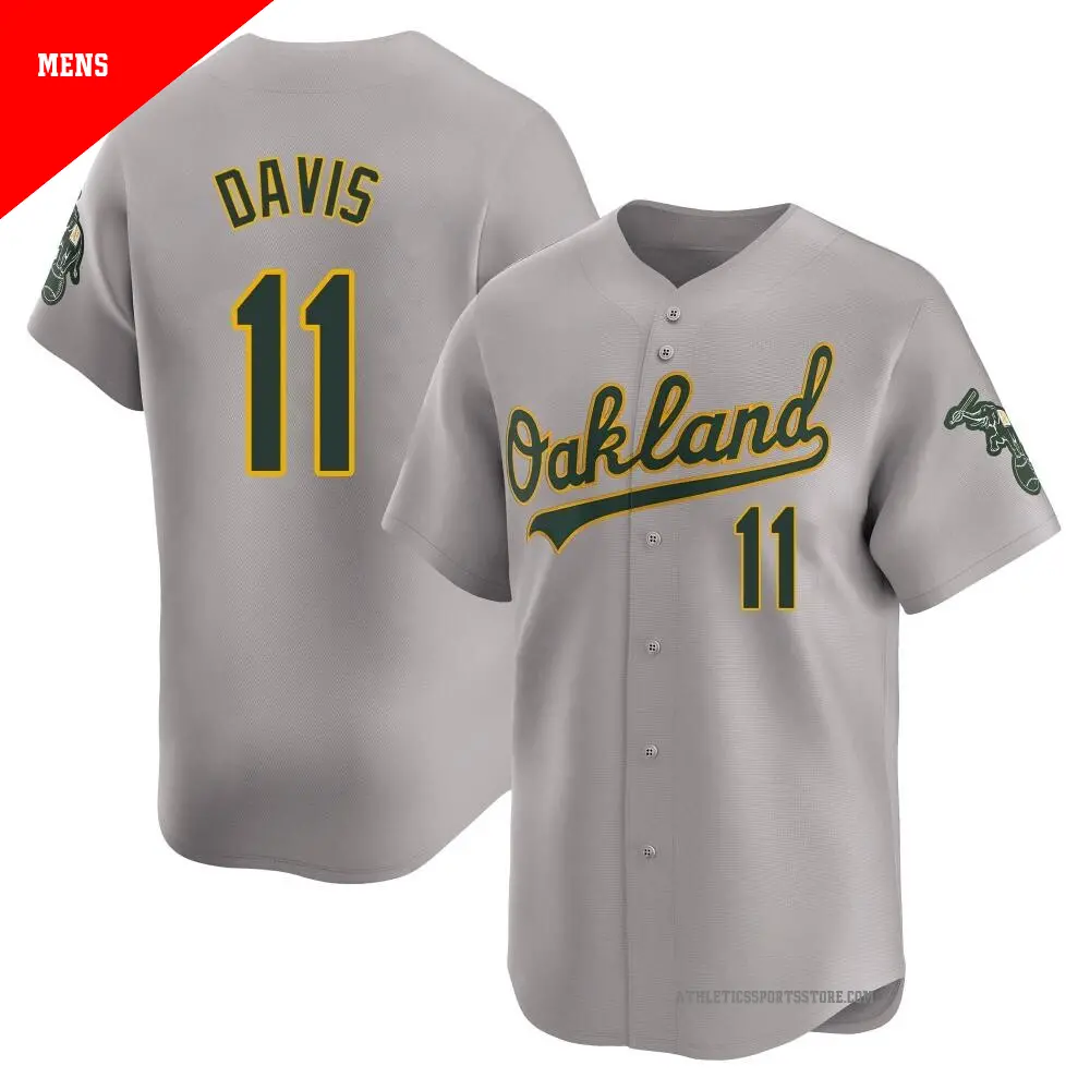 Men's ＃11 Khris Davis Oakland Athletics Gray Limited Away Jersey