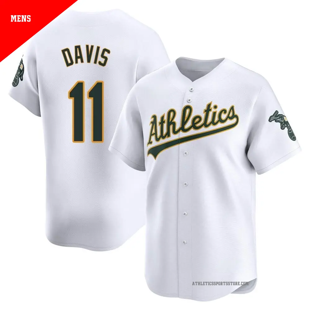 Men's ＃11 Khris Davis Oakland Athletics White Limited Home Jersey