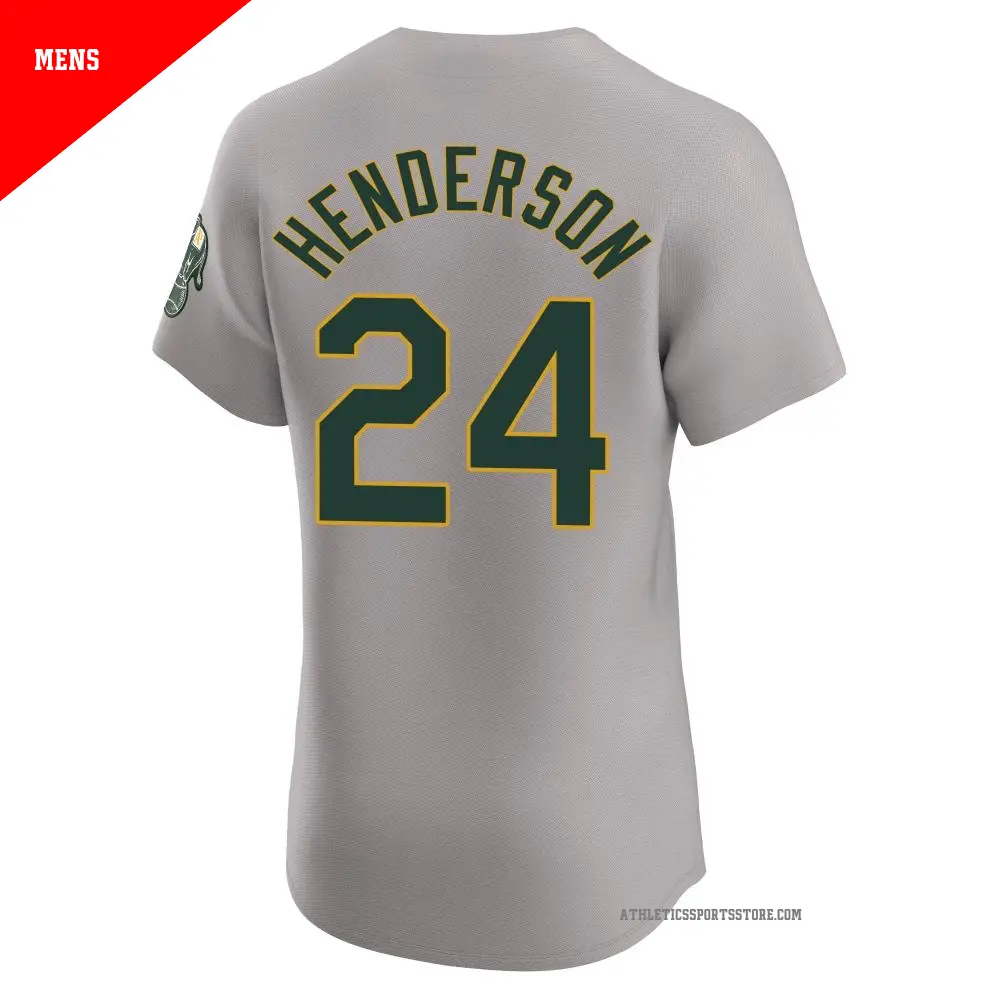 Men's #24 Rickey Henderson Oakland Athletics Gray Elite Road Jersey