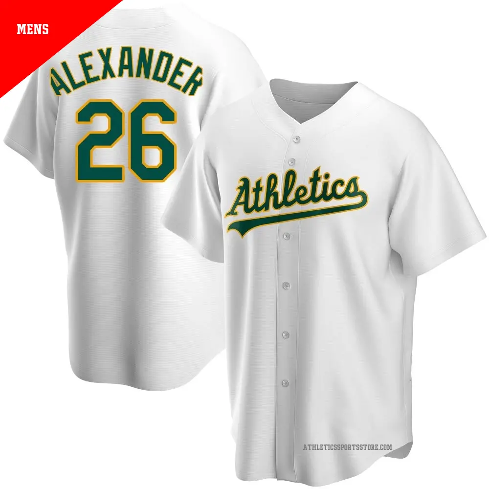 Men's ＃26 CJ Alexander Oakland Athletics White Replica Home Jersey