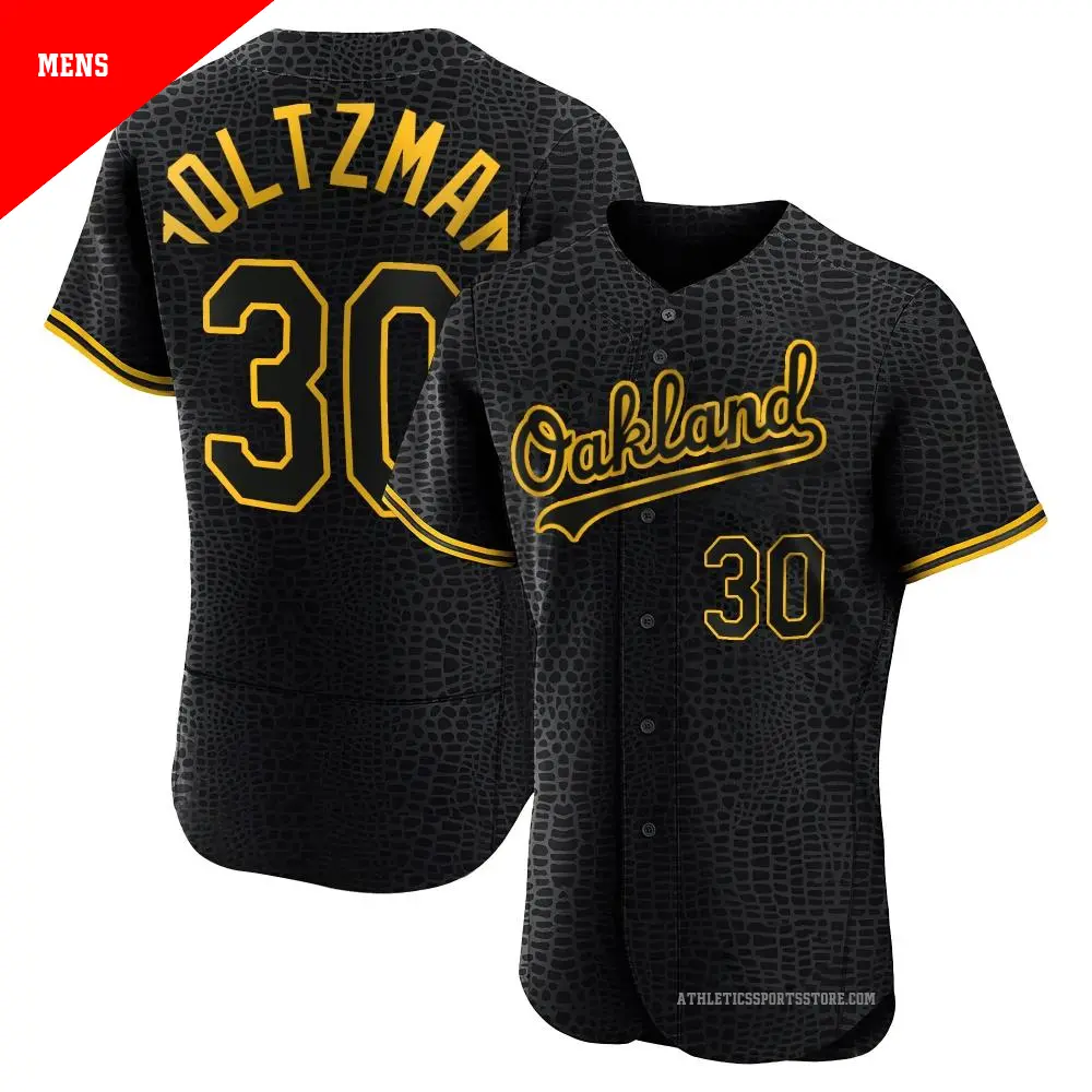 Men's ＃30 Ken Holtzman Oakland Athletics Black Authentic Snake Skin City Jersey