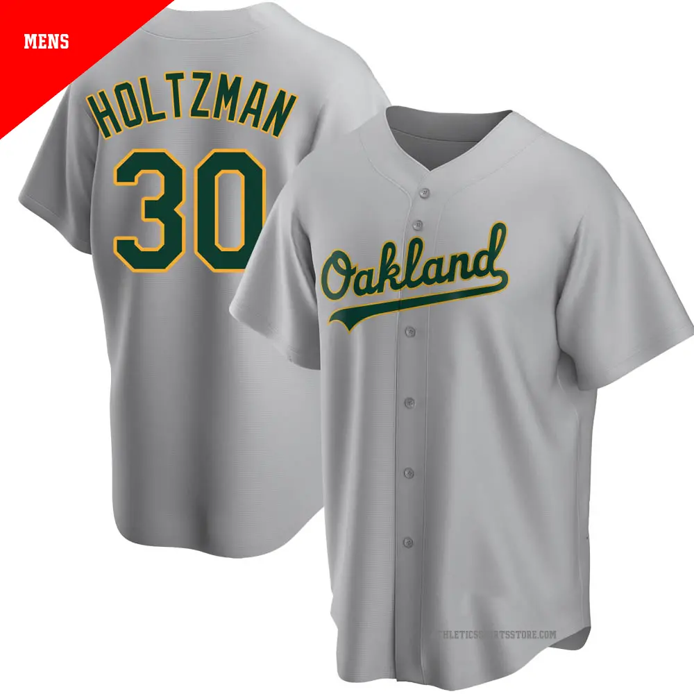 Men's ＃30 Ken Holtzman Oakland Athletics Gray Replica Road Jersey