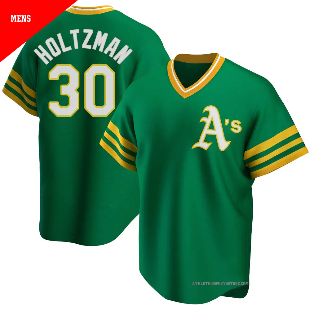 Men's ＃30 Ken Holtzman Oakland Athletics Green Replica R Kelly Road Cooperstown Collection Jersey