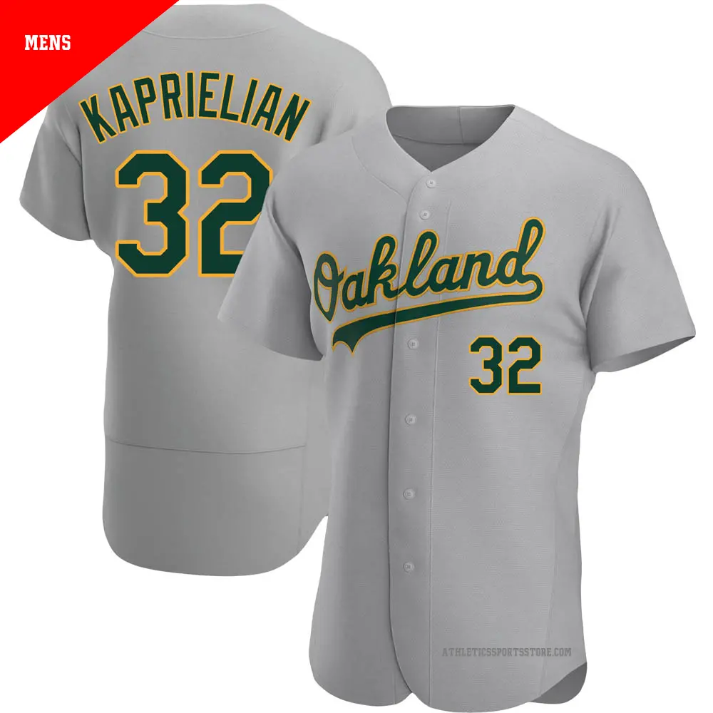 Men's ＃32 James Kaprielian Oakland Athletics Gray Authentic Road Jersey