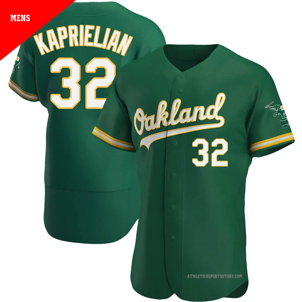 Men's ＃32 James Kaprielian Oakland Athletics Green Authentic Kelly Alternate Jersey