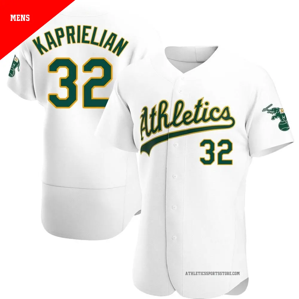 Men's ＃32 James Kaprielian Oakland Athletics White Authentic Home Jersey