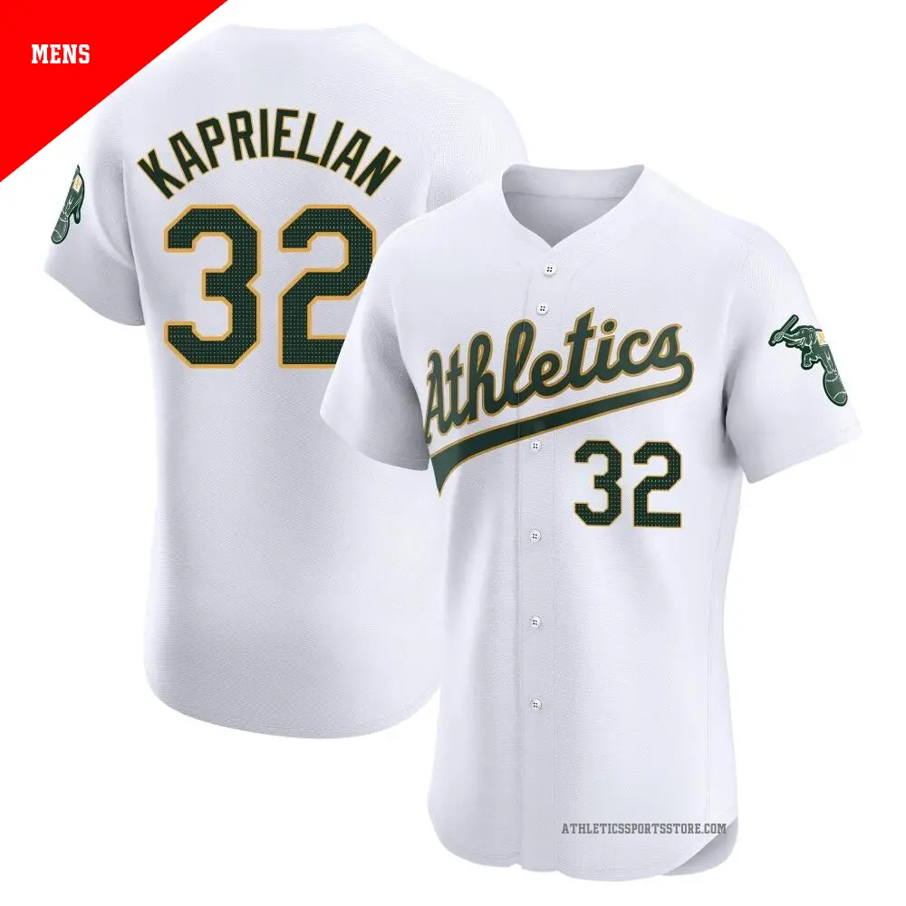 Men's ＃32 James Kaprielian Oakland Athletics White Elite Home Jersey