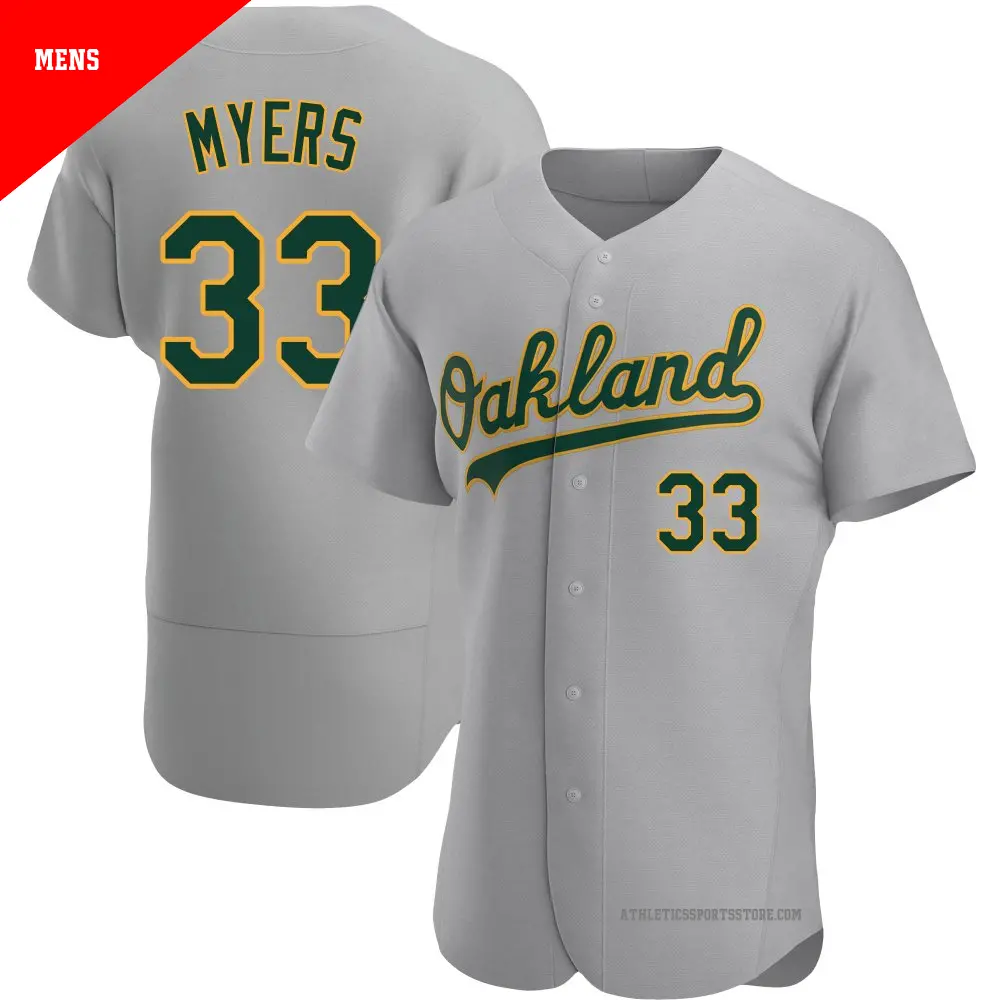 Men's ＃33 Mitchel Myers Oakland Athletics Gray Authentic Road Jersey