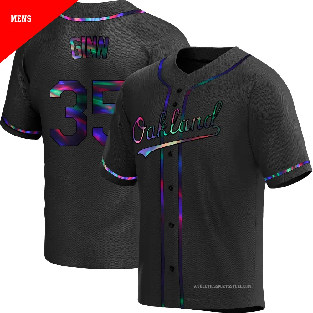 Men's ＃35 J.T. Ginn Oakland Athletics Black Replica Holographic Alternate Jersey