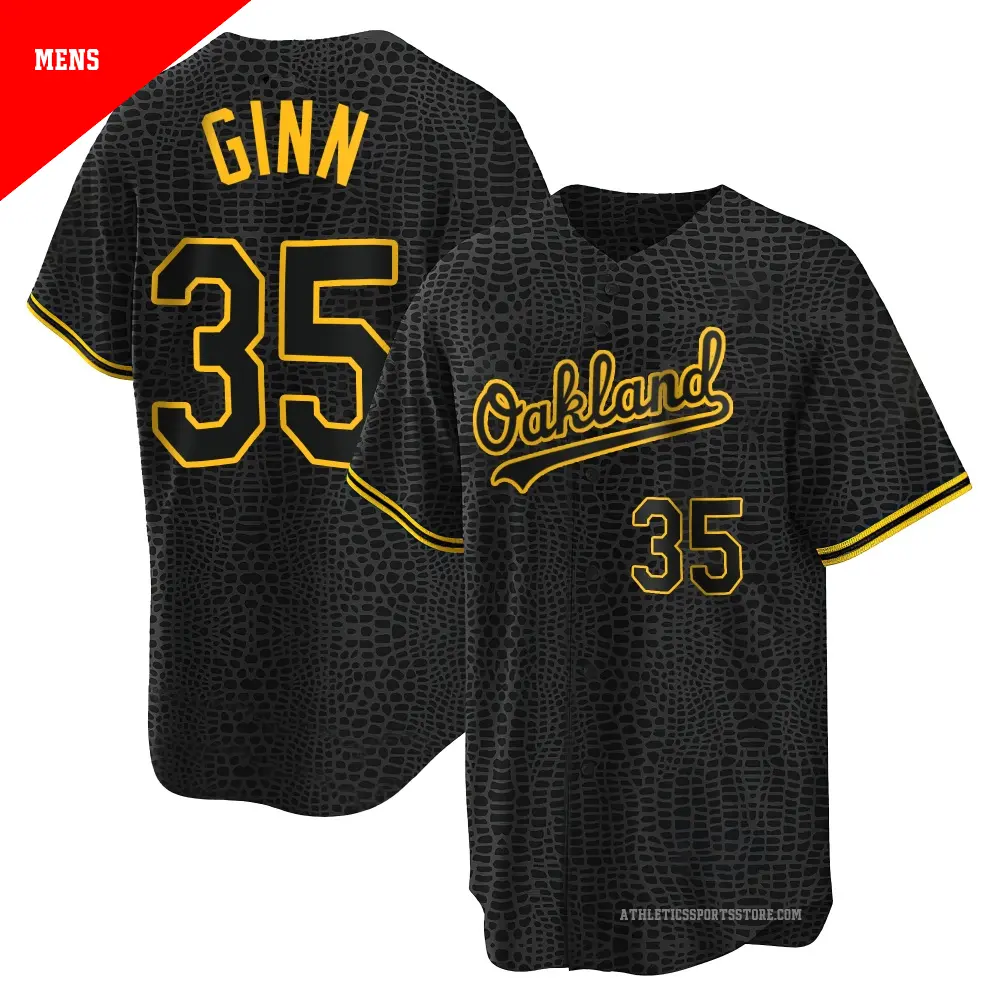 Men's ＃35 J.T. Ginn Oakland Athletics Black Replica Snake Skin City Jersey