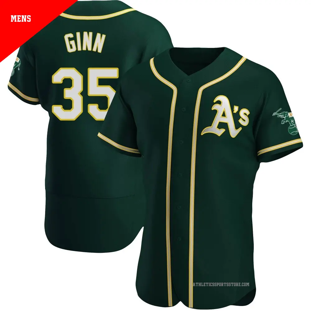 Men's ＃35 J.T. Ginn Oakland Athletics Green Authentic Alternate Jersey