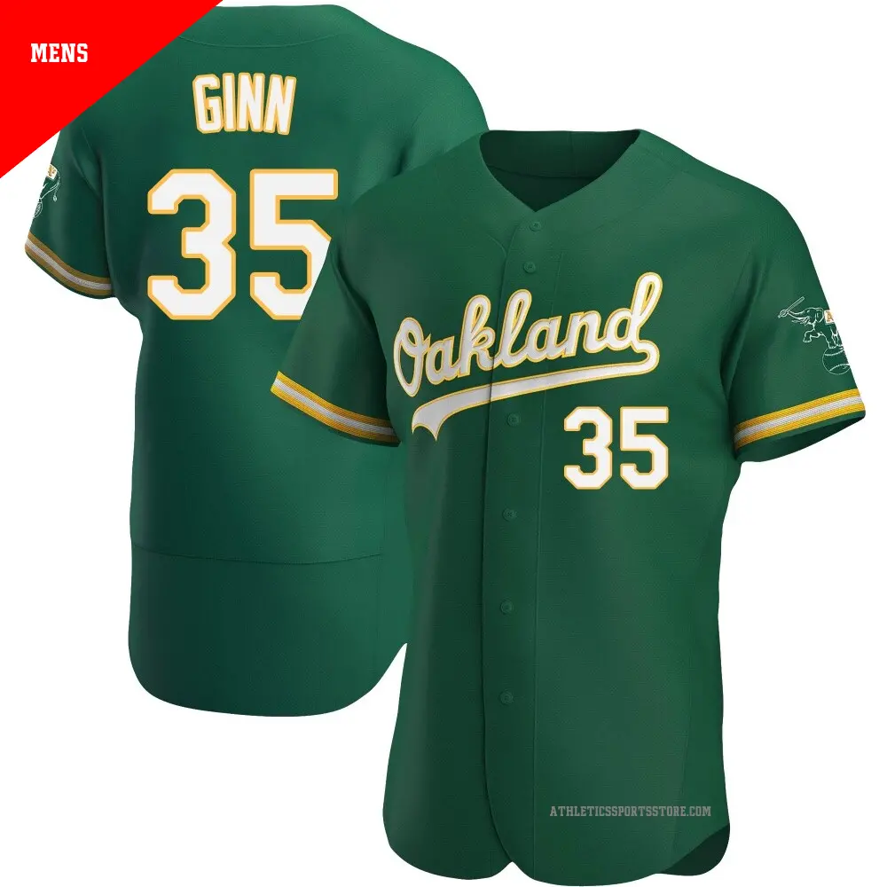 Men's ＃35 J.T. Ginn Oakland Athletics Green Authentic Kelly Alternate Jersey