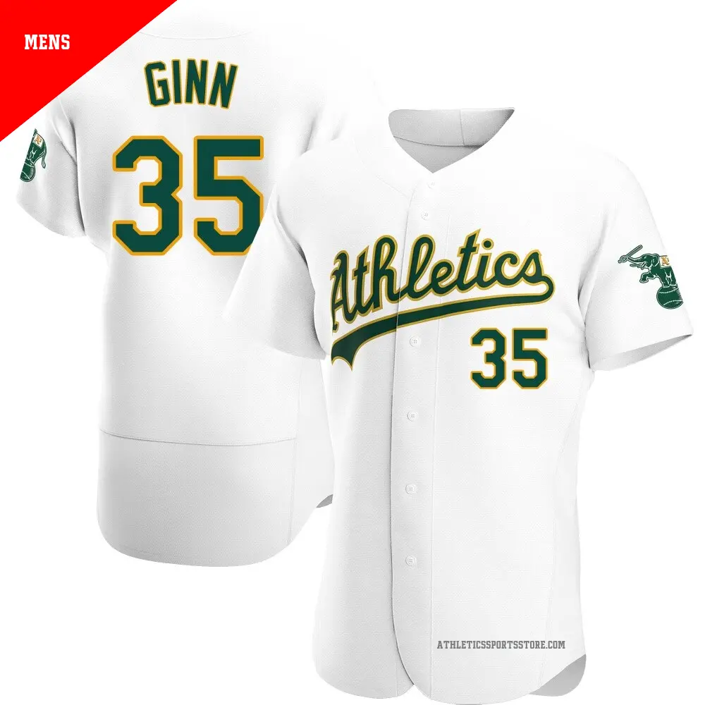 Men's ＃35 J.T. Ginn Oakland Athletics White Authentic Home Jersey