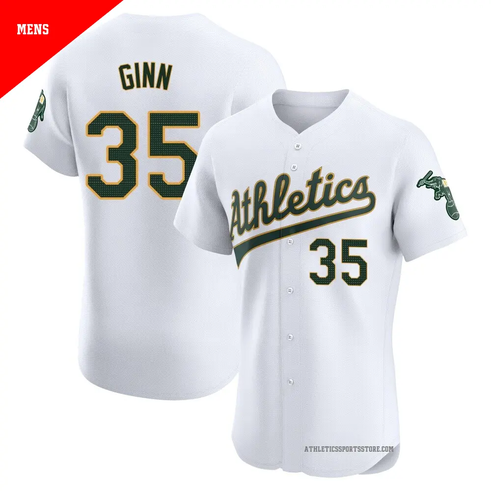 Men's ＃35 J.T. Ginn Oakland Athletics White Elite Home Jersey