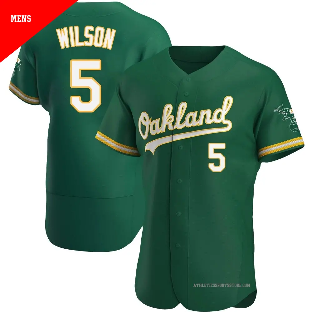 Men's #5 Jacob Wilson Oakland Athletics Green Authentic Kelly