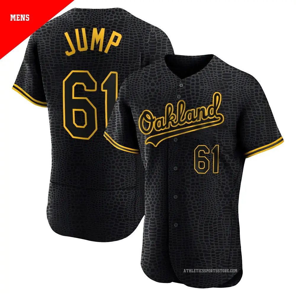 Men's ＃61 Gage Jump Oakland Athletics Black Authentic Snake Skin City Jersey