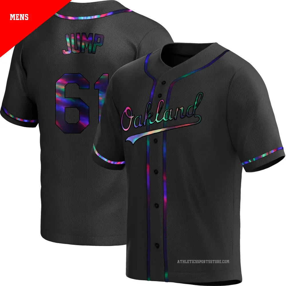 Men's ＃61 Gage Jump Oakland Athletics Black Replica Holographic Alternate Jersey