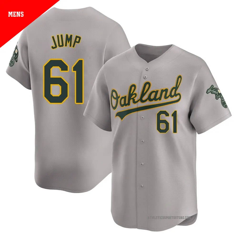 Men's ＃61 Gage Jump Oakland Athletics Gray Limited Away Jersey