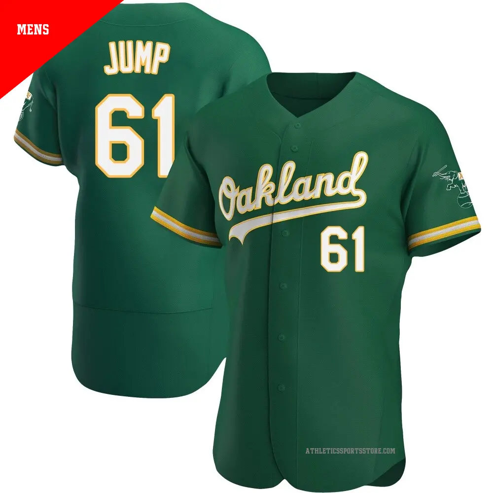 Men's ＃61 Gage Jump Oakland Athletics Green Authentic Kelly Alternate Jersey