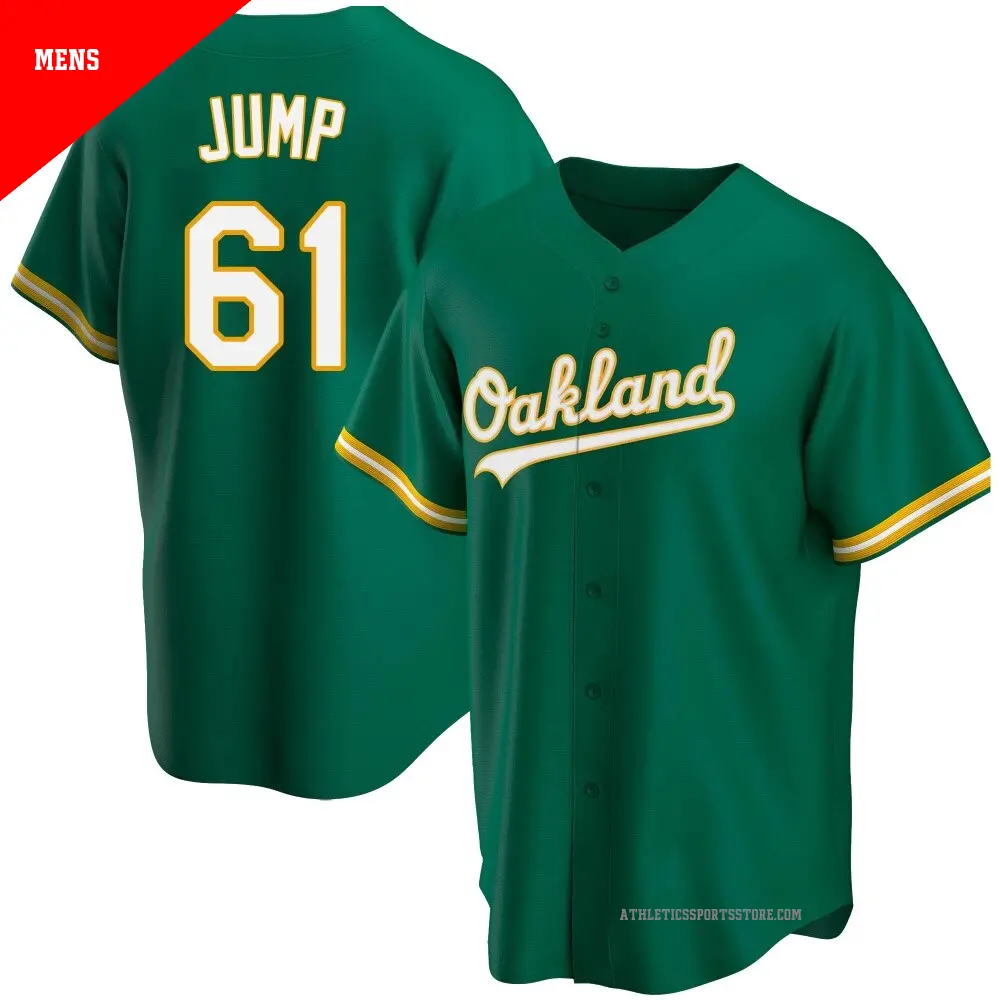 Men's ＃61 Gage Jump Oakland Athletics Green Replica Kelly Alternate Jersey