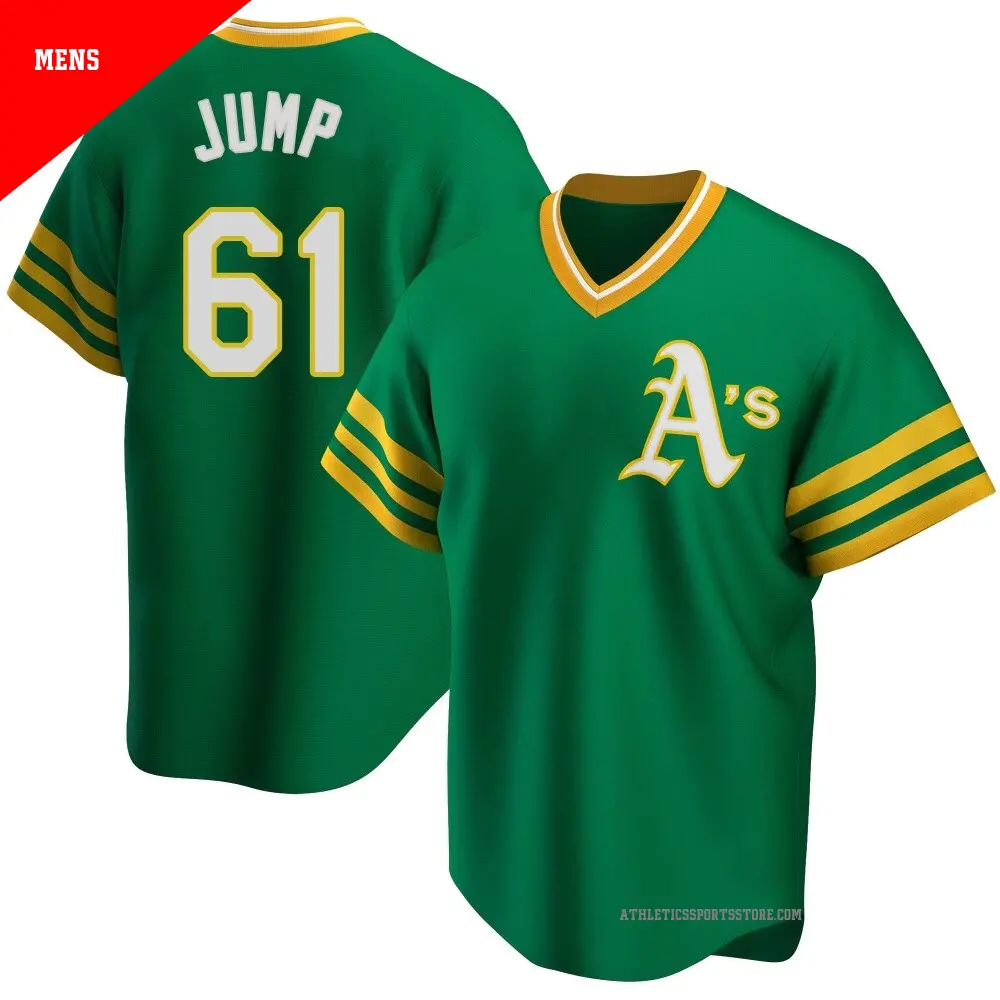 Men's ＃61 Gage Jump Oakland Athletics Green Replica R Kelly Road Cooperstown Collection Jersey