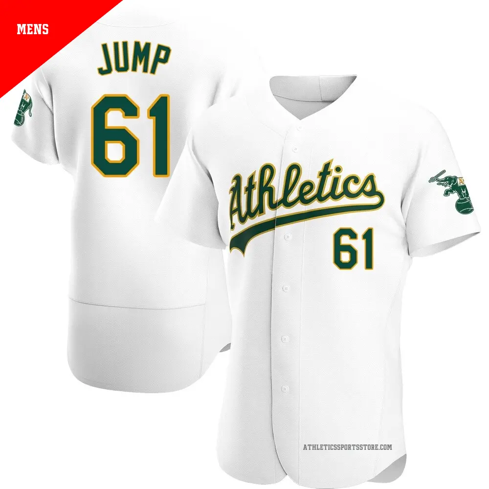 Men's ＃61 Gage Jump Oakland Athletics White Authentic Home Jersey