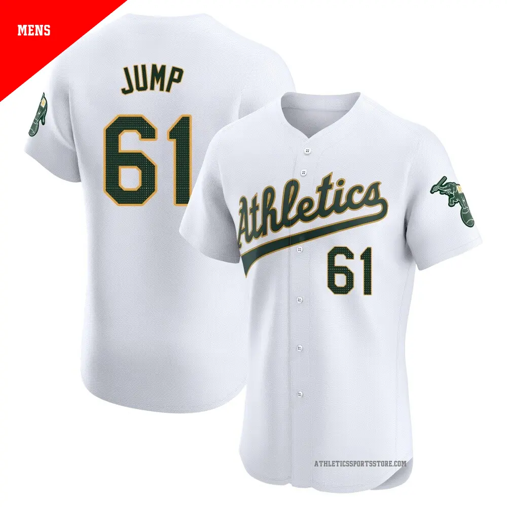 Men's ＃61 Gage Jump Oakland Athletics White Elite Home Jersey