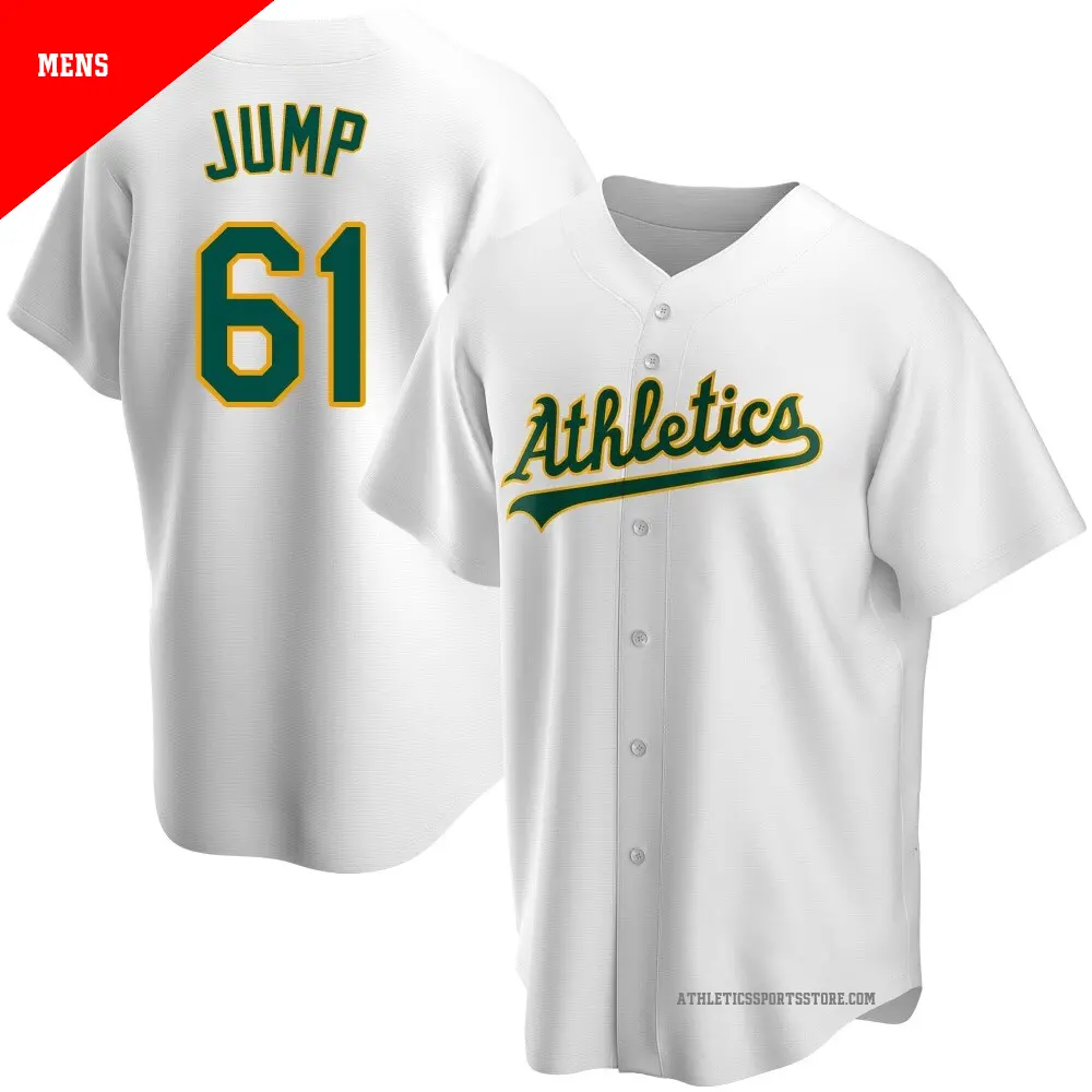 Men's ＃61 Gage Jump Oakland Athletics White Replica Home Jersey