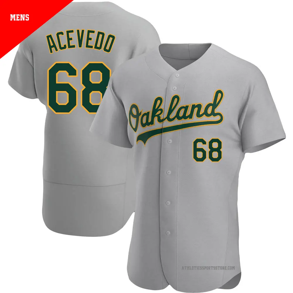 Men's ＃68 Domingo Acevedo Oakland Athletics Gray Authentic Road Jersey
