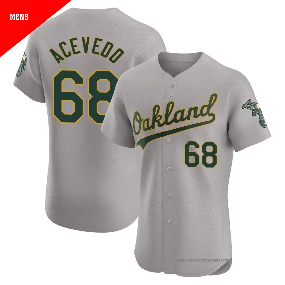 Men's ＃68 Domingo Acevedo Oakland Athletics Gray Elite Road Jersey