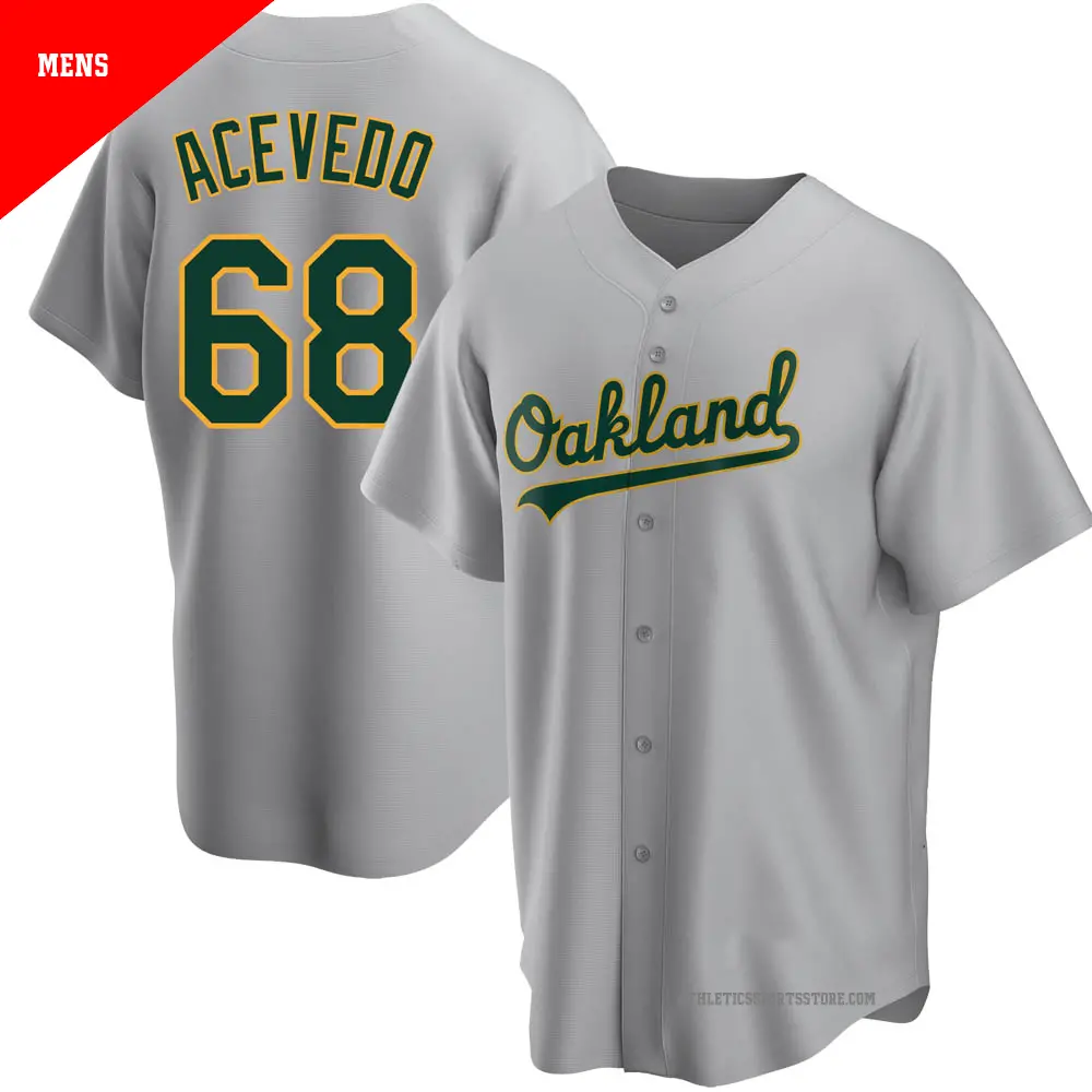 Men's ＃68 Domingo Acevedo Oakland Athletics Gray Replica Road Jersey