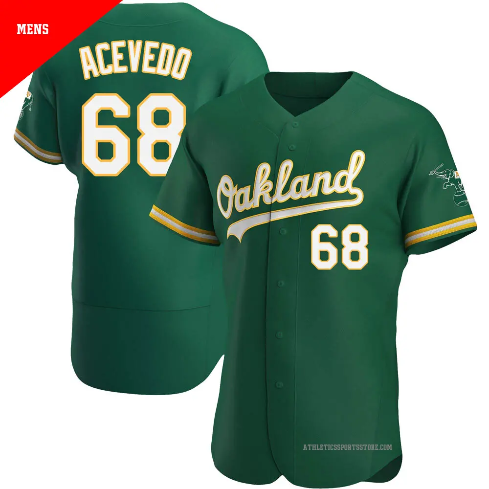 Men's ＃68 Domingo Acevedo Oakland Athletics Green Authentic Kelly Alternate Jersey