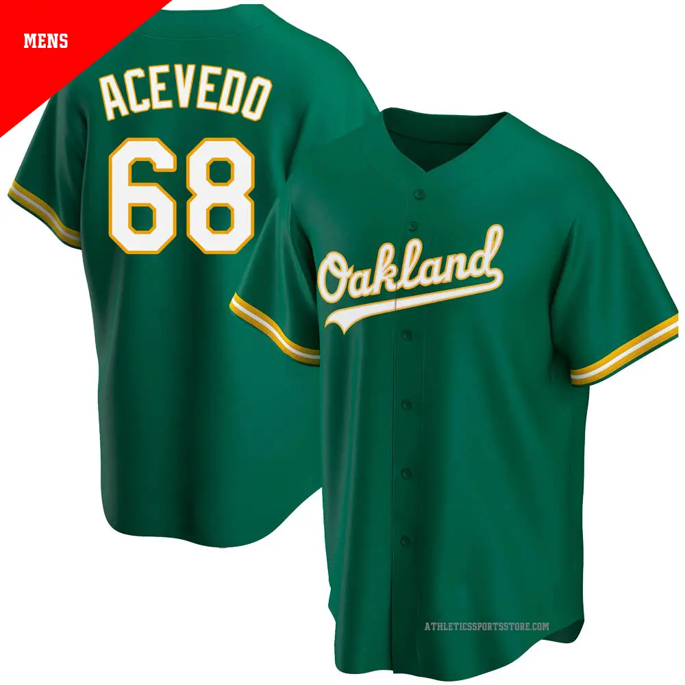 Men's ＃68 Domingo Acevedo Oakland Athletics Green Replica Kelly Alternate Jersey