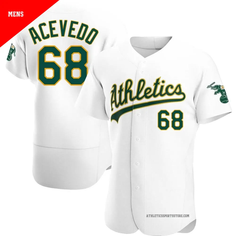 Men's ＃68 Domingo Acevedo Oakland Athletics White Authentic Home Jersey