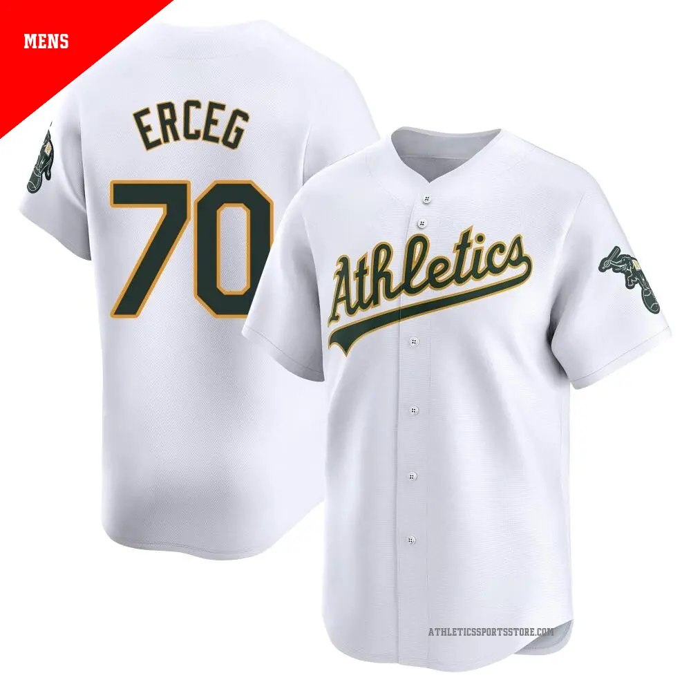 MLB Oakland athletics レプリカユニフォーム Men's #70 Lucas Erceg Oakland Athletics White Limited Home Jersey