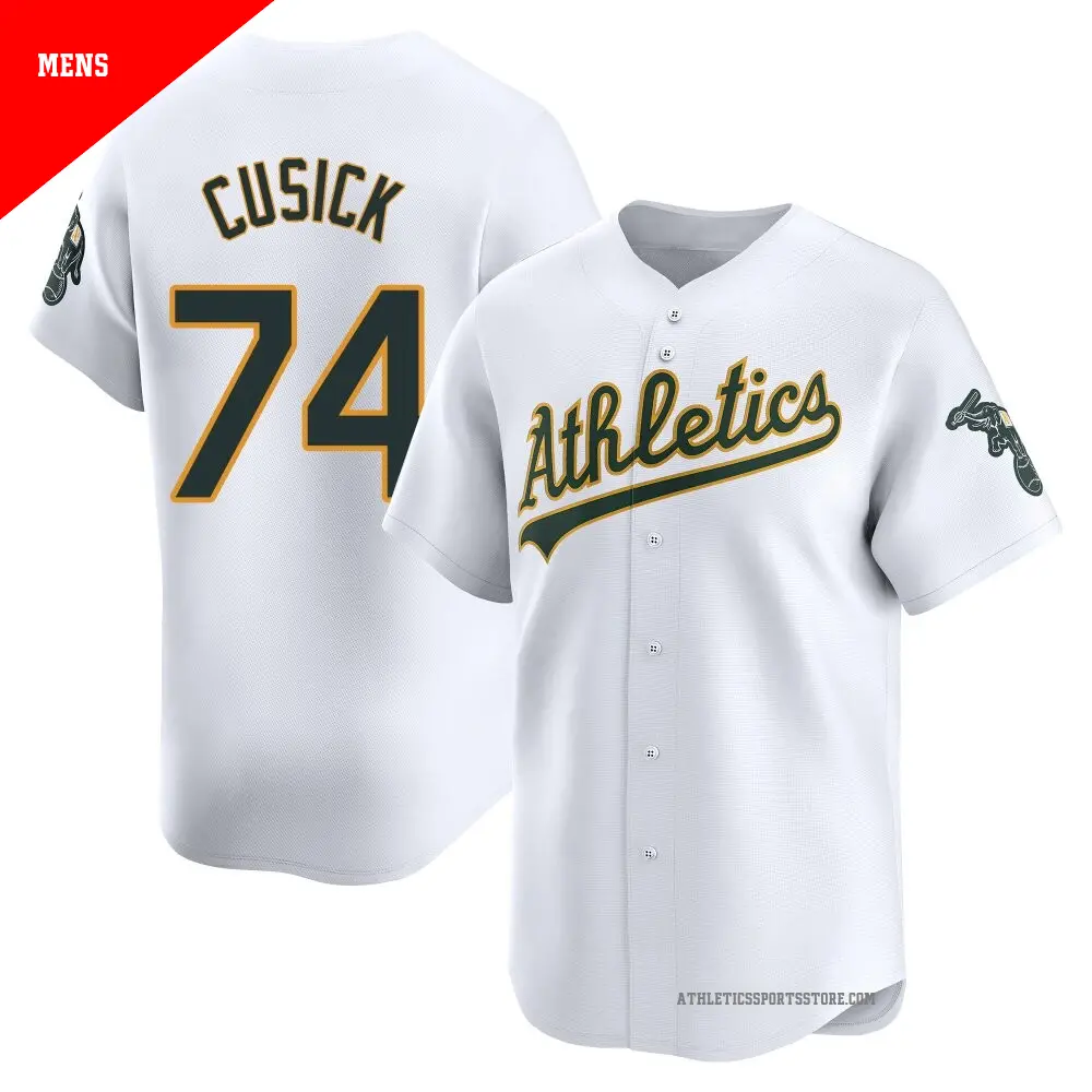Men's ＃74 Ryan Cusick Oakland Athletics White Limited Home Jersey