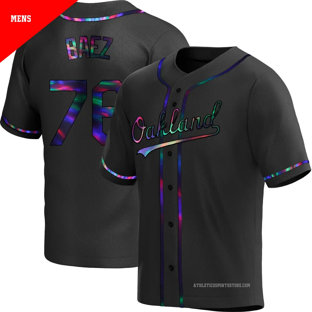 Men's #76 Henry Baez Oakland Athletics Black Replica Holographic
