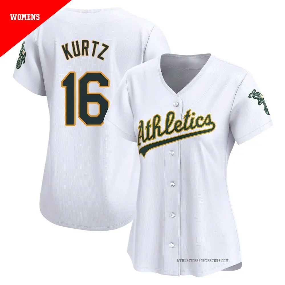 Men's #16 Nick Kurtz Oakland Athletics Black/White Replica