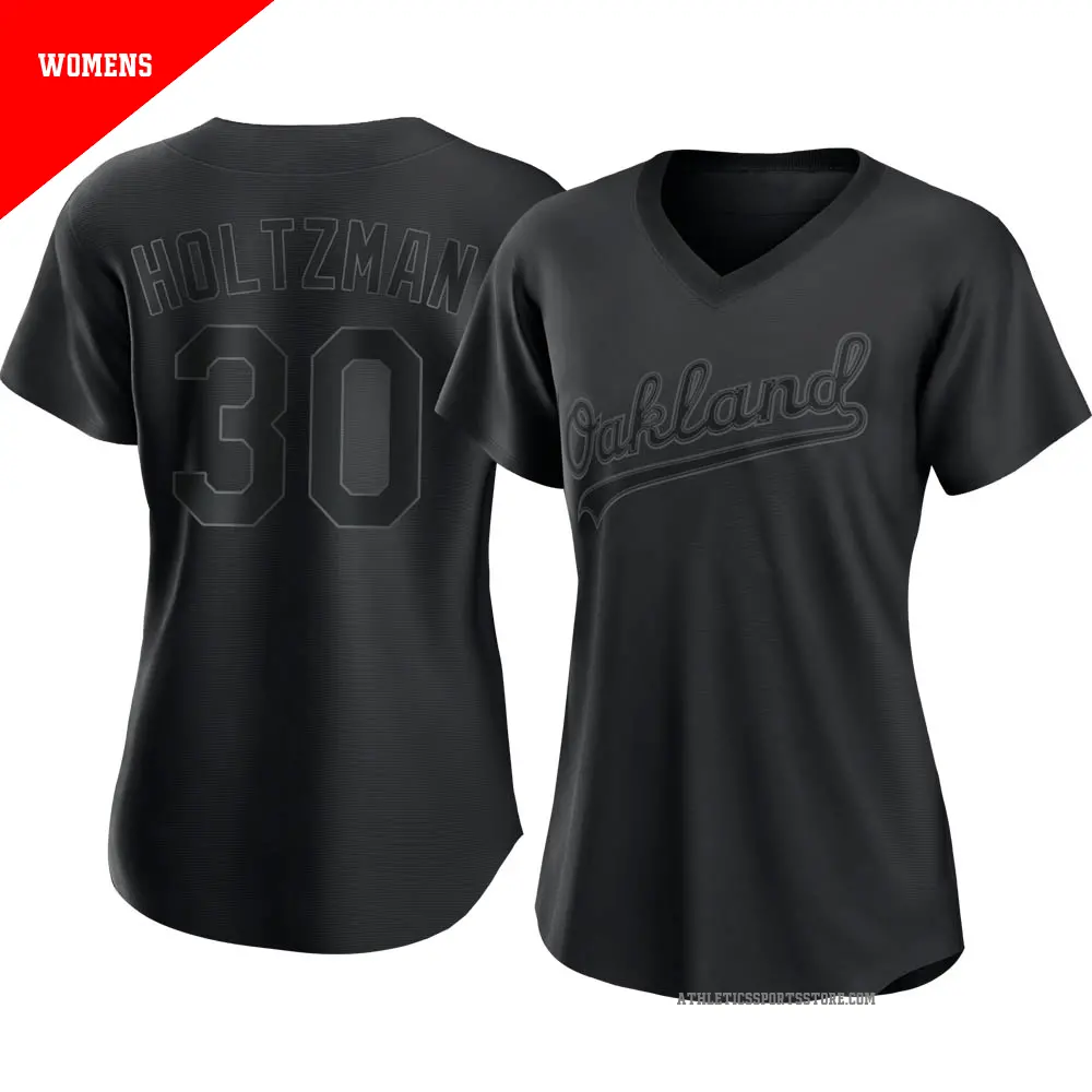 Women's ＃30 Ken Holtzman Oakland Athletics Black Authentic Pitch Fashion Jersey