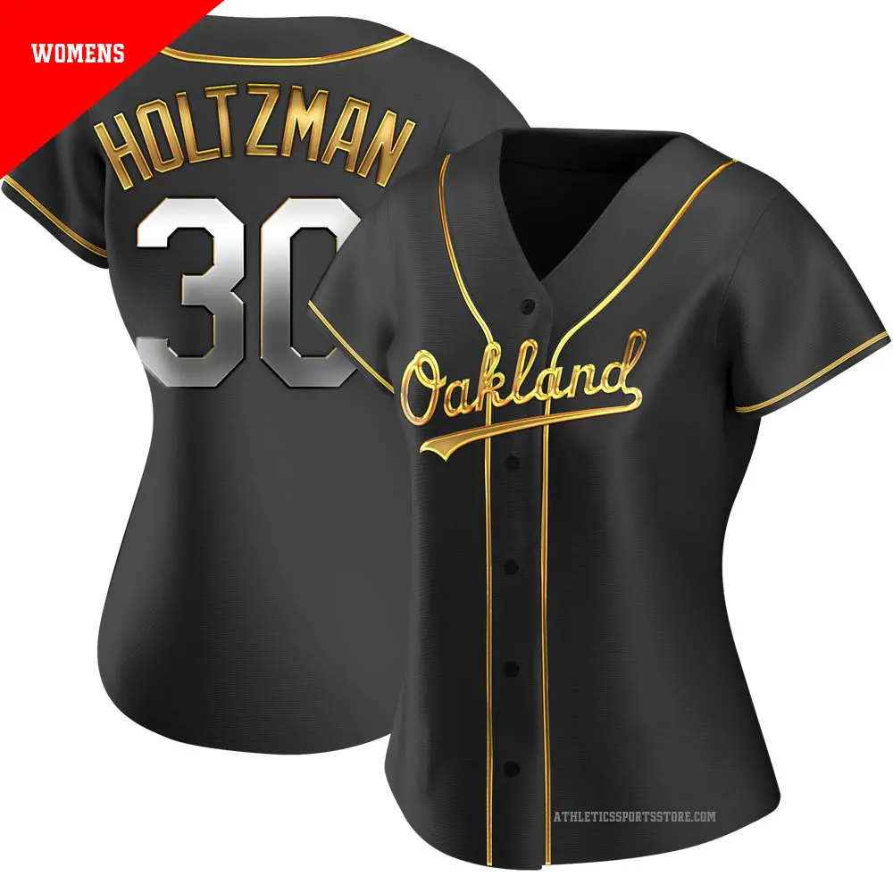 Women's ＃30 Ken Holtzman Oakland Athletics Gold Replica Black en Alternate Jersey