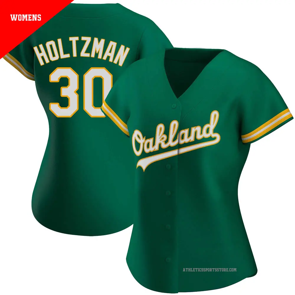 Women's ＃30 Ken Holtzman Oakland Athletics Green Authentic Kelly Alternate Jersey