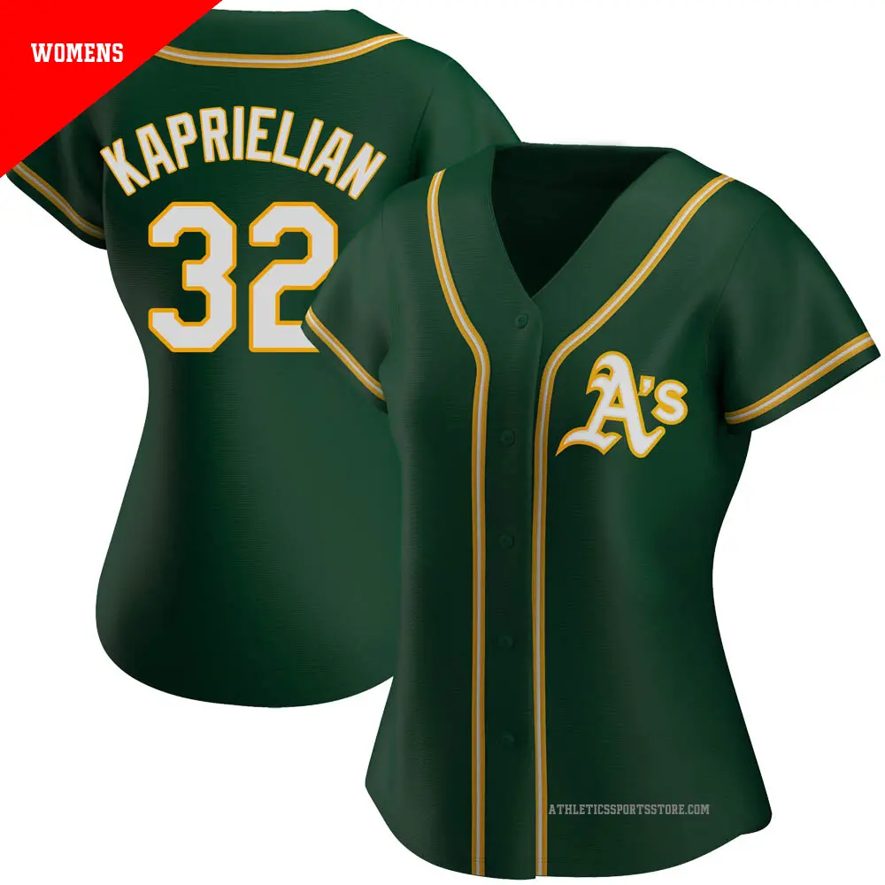 Women's ＃32 James Kaprielian Oakland Athletics Green Authentic Alternate Jersey