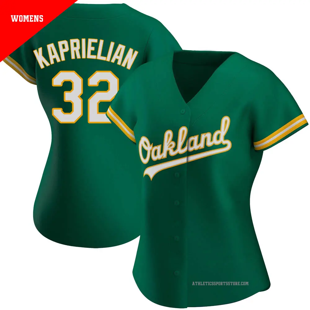 Women's ＃32 James Kaprielian Oakland Athletics Green Authentic Kelly Alternate Jersey