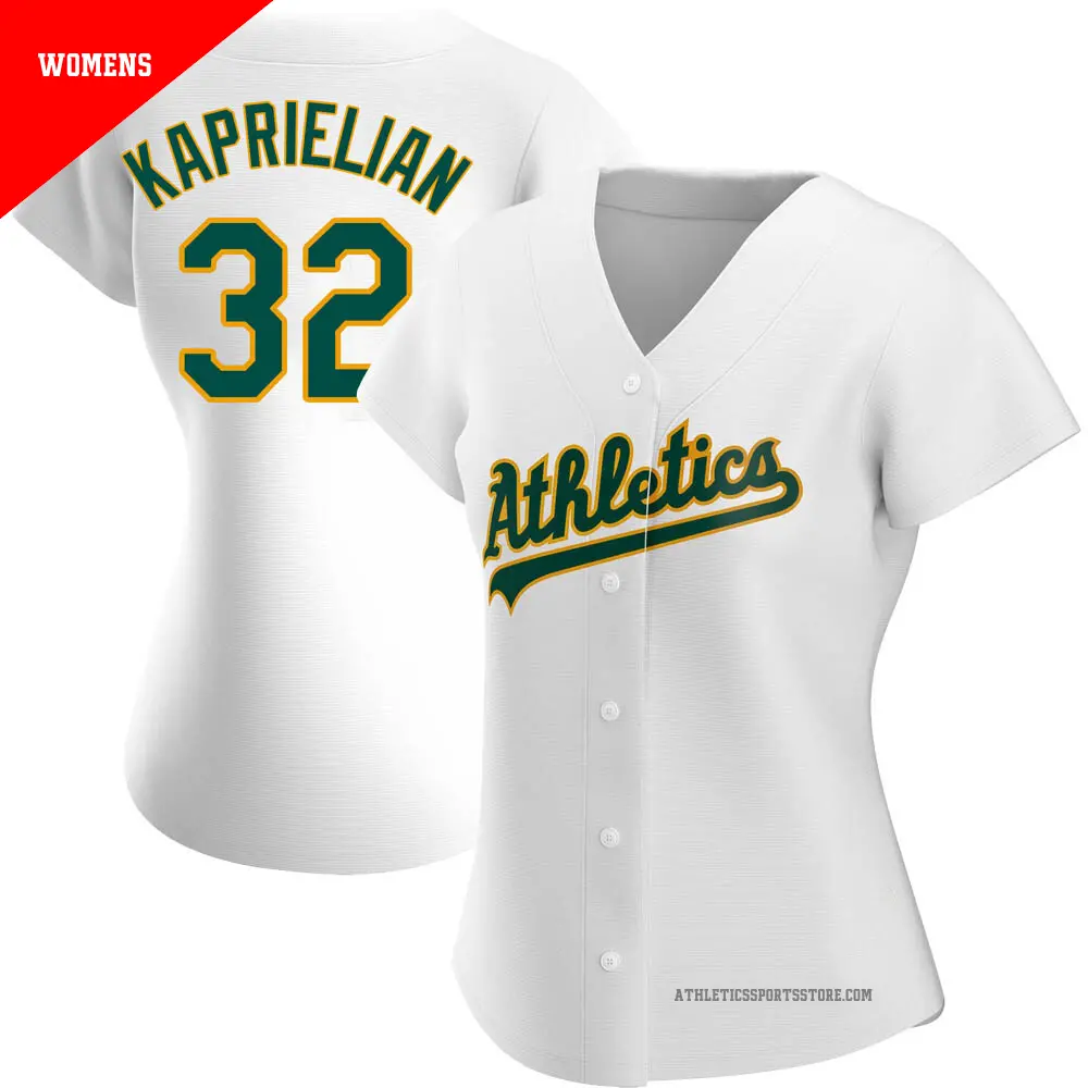 Women's ＃32 James Kaprielian Oakland Athletics White Authentic Home Jersey