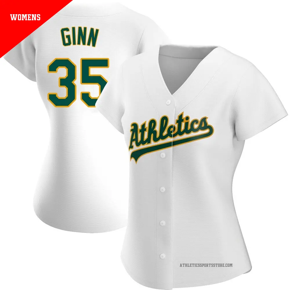 Women's ＃35 J.T. Ginn Oakland Athletics White Replica Home Jersey