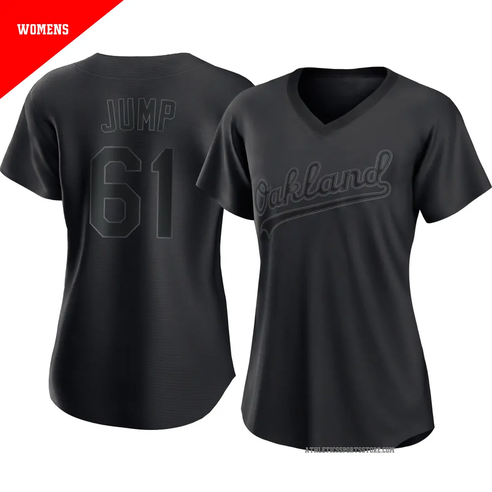 Women's ＃61 Gage Jump Oakland Athletics Black Authentic Pitch Fashion Jersey