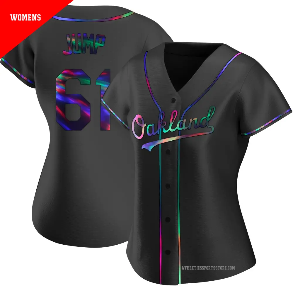 Women's ＃61 Gage Jump Oakland Athletics Black Replica Holographic Alternate Jersey