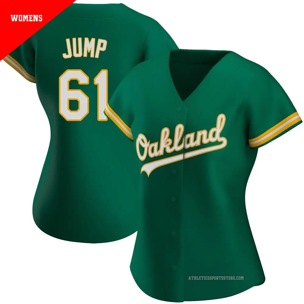 Women's ＃61 Gage Jump Oakland Athletics Green Authentic Kelly Alternate Jersey