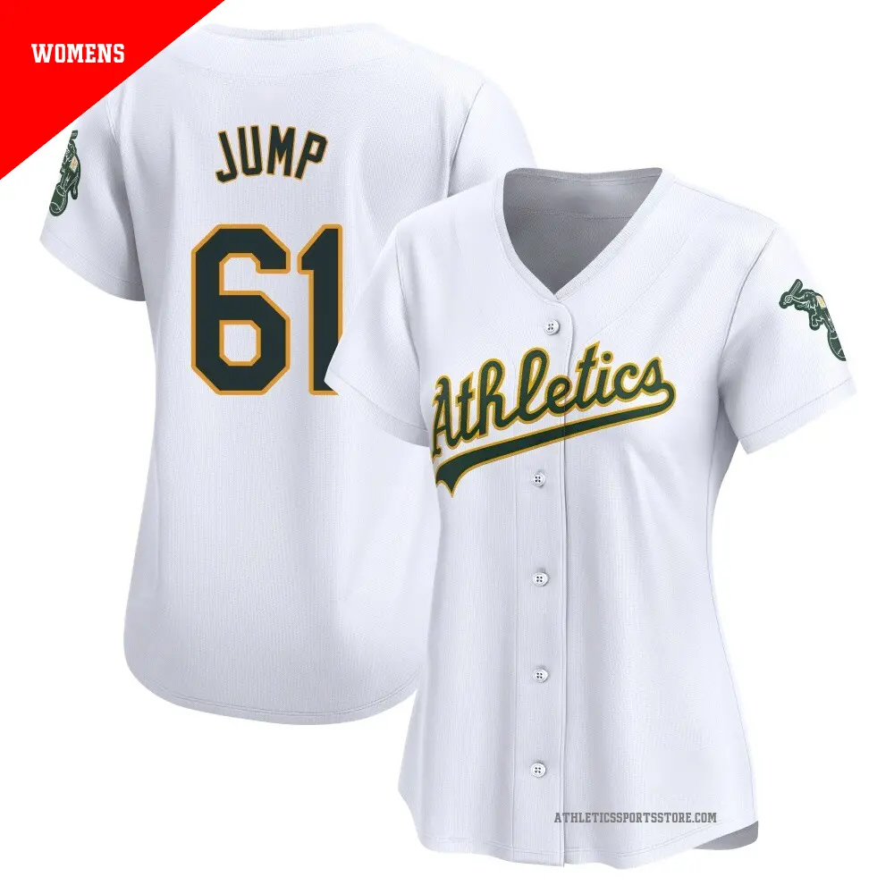 Women's ＃61 Gage Jump Oakland Athletics White Limited Home Jersey
