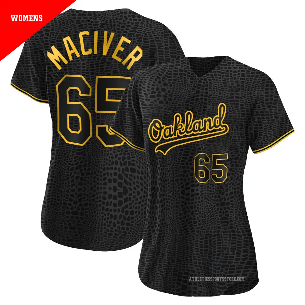 Women's ＃65 Willie MacIver Oakland Athletics Black Replica Snake Skin City Jersey